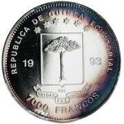 7000 Francos CFA Plateosaurus obverse image