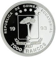 7000 Francos CFA Styracosaurus obverse image