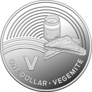 1 Dollar - Elizabeth II 4th Portrait - The Great Aussie Coin Hunt - Letter V - Silver Proof, Australia, 2019 reverse image
