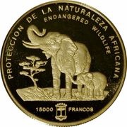 15 000 Francos CFA African Elephant reverse image