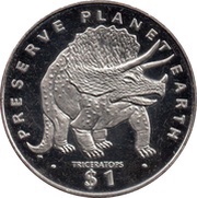 1 Dollar Triceratops reverse image