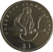 1 Dollar Eastern black-and-white colobus reverse image