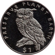 1 Dollar Cape eagle-owl reverse image