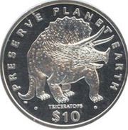10 Dollars Triceratops reverse image