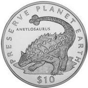 10 Dollars Ankylosaurus reverse image