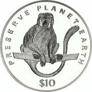 10 Dollars Eastern black-and-white colobus reverse image