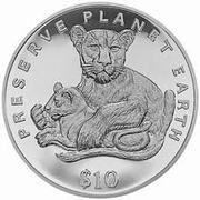 10 Dollars Lion reverse image