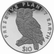 10 Dollars Cape eagle-owl reverse image