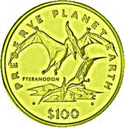 100 Dollars Pteranodon reverse image