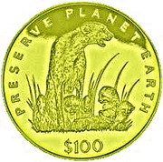 100 Dollars Cheetah reverse image
