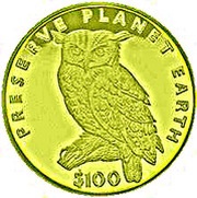 100 Dollars Cape eagle-owl reverse image