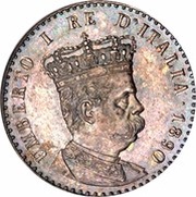 50 Centesimi / ⅒ Rial - Umberto I obverse image