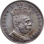 1 Lira / 2⁄10 Rial - Umberto I obverse image