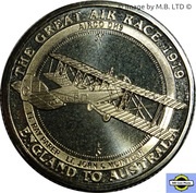 1 Dollar - Elizabeth II 4th Portrait - The Great Air Race - Airco DH9, Australia, 2019 reverse image