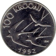 100 Krooni Monetary Reform, Estonia, 1992 reverse image
