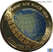 1 Dollar - Elizabeth II 4th Portrait - The Great Air Race - Globe, Australia, 2019 reverse image