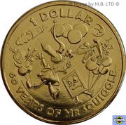 1 Dollar - Elizabeth II 6th Portrait - Mr Squiggle 60 Years; Friends, Australia, 2019 reverse image