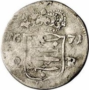2 Rundstück - Carl XI Without ribbon, Estonia, 1671 reverse image