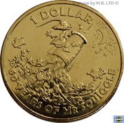 1 Dollar - Elizabeth II 6th Portrait - Mr Squiggle 60 Years; Rocket, Australia, 2019 reverse image