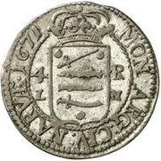 4 Rundstück - Carl XI With both inner circles, Estonia, 1670-1672 reverse image