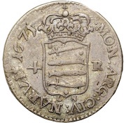 4 Rundstück - Carl XI Without either inner circle, Estonia, 1671 reverse image