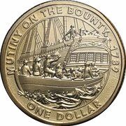 1 Dollar - Elizabeth II 4th Portrait - Mutiny and Rebellion - Mutiny on the Bounty, Australia, 2019 reverse image