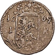 1 Rundstück - Carl XI With ribbon, Estonia, 1669-1670 reverse image