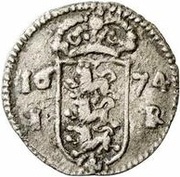 1 Rundstück - Carl XI With cross and with value, Estonia, 1673-1674 reverse image