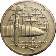 1 Dollar - Elizabeth II 4th Portrait - 75th Anniversary of D-Day, Australia, 2019 reverse image