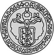2 Mark - Carl XI 1st shield, Estonia, 1664 reverse image