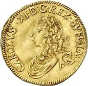 1 Ducat - Carl XI 4th portrait; shield with curved top obverse image