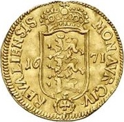 1 Ducat - Carl XI 4th portrait; shield with curved top, Estonia, 1670-1671 reverse image