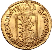 1 Ducat - Carl XI 4th portrait; shield with flat top, Estonia, 1673 reverse image