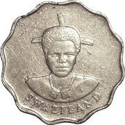 5 Cents - Mswati III 1st portrait, magnetic obverse image