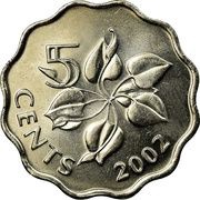 5 Cents - Mswati III 2nd portrait reverse image