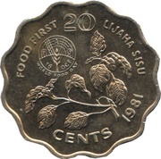 20 Cents - Sobhuza II FAO reverse image