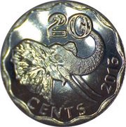 20 Cents - Mswati III, Eswatini, 2015 reverse image