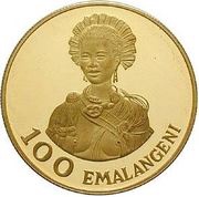 100 Emalangeni - Sobhuza II Anniversary of king Sobhuza II, Eswatini, 1975 reverse image