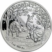 1 Dollar - Elizabeth II 4th Portrait - Silver Kangaroo, Australia, 2019 reverse image