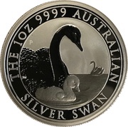 1 Dollar - Elizabeth II 6th Portrait - Australian Silver Swan, Australia, 2019 reverse image