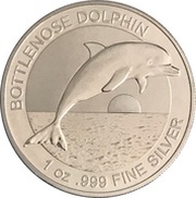 1 Dollar - Elizabeth II 4th Portrait - Bottlenose Dolphin - Silver Bullion Coin, Australia, 2019 reverse image