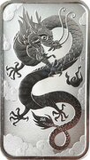 1 Dollar - Elizabeth II 6th Portrait - Chinese Dragon Bullion Bar, Australia, 2019 reverse image