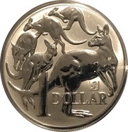 1 Dollar - Elizabeth II 4th Portrait - Mob of Roos Silver Bullion Coinage, Australia, 2019 reverse image