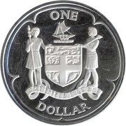 1 Dollar - Elizabeth II 2nd portrait; Silver Proof Issue, Fiji, 1976 reverse image