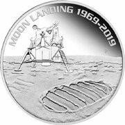 1 Dollar - Elizabeth II 6th Portrait - Moon Landing - Silver Bullion Coin, Australia, 2019 reverse image