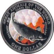 1 Dollar - Elizabeth II Koi Carp, Fiji, 2009 reverse image
