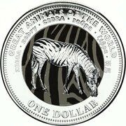 1 Dollar - Elizabeth II Zebra, Fiji, 2009 reverse image