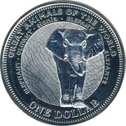 1 Dollar - Elizabeth II Elephant, Fiji, 2009 reverse image