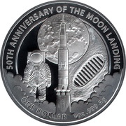 1 Dollar - Elizabeth II 4th Portrait - Moon Landing, Australia, 2019 reverse image
