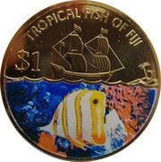 1 Dollar - Elizabeth II Copperband Butterflyfish reverse image